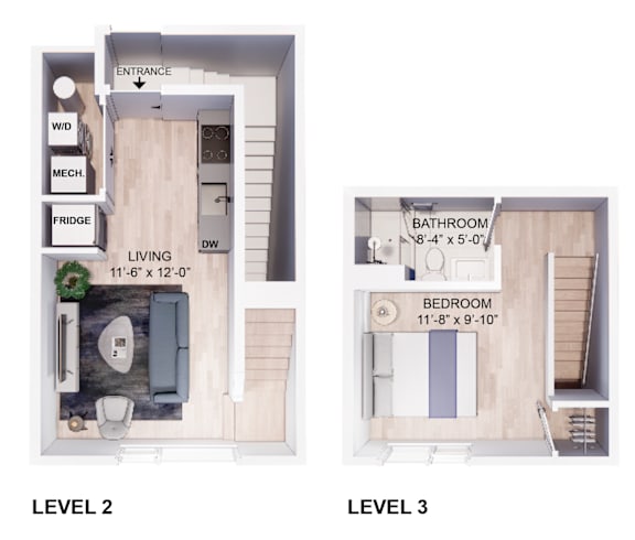 a floor plan of a small room with a bathroom and a bedroom