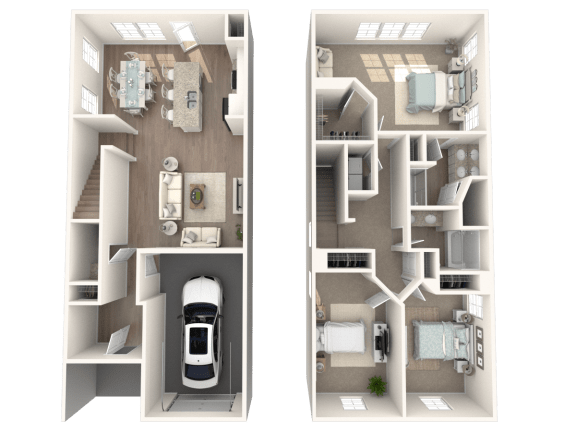 a floor plan of a two story house with a garage and a car garage