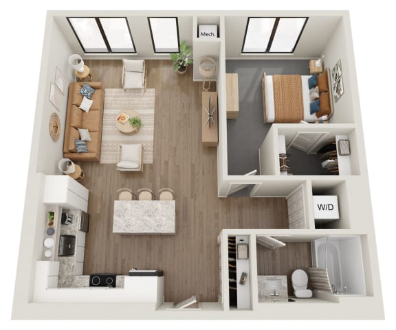 A1 One bedroom floor plan at The Ellie in MN