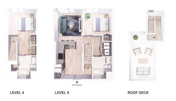 Three images showing the layout of a house from different levels.
