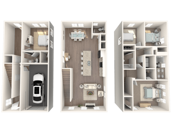 three floor plan of a house