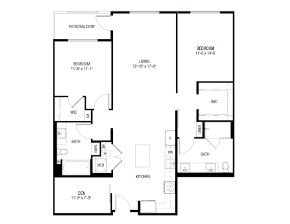 A black and white image of a floor plan for a home.