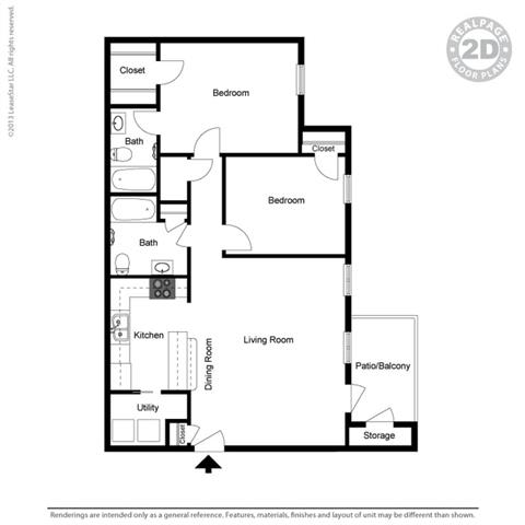 The Parc at Clarksville apartments in Clarksville Tennessee photo of two bedroom floorplan