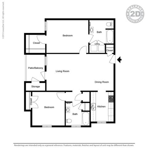 The Parc at Clarksville apartments in Montgomery County Tennessee photo of two bedroom floorplan