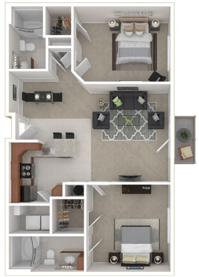 Floor Plan  a 3d drawing of the floor plan of a studio apartment