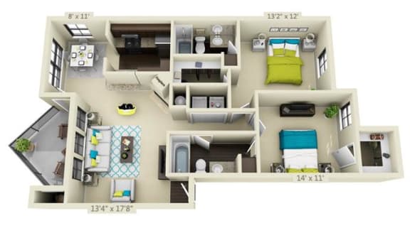 a floor plan with a bedroom and a living room