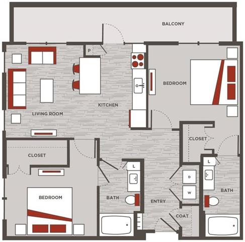 a floor plan of a bedroom apartment