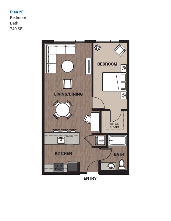 Floor Plan  One Bedroom Plan 2E