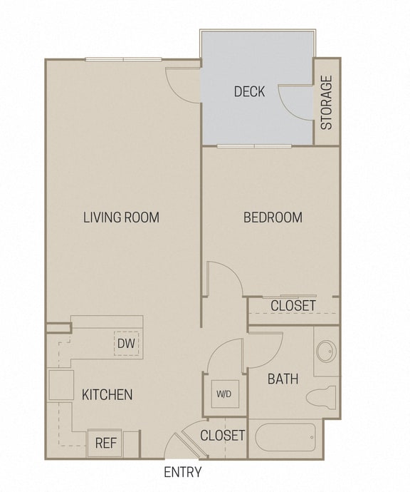 1 bed 1 Bath 712 square feet floor plan A1B