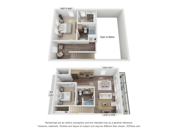a floor plan of a 2 bedroom apartment
