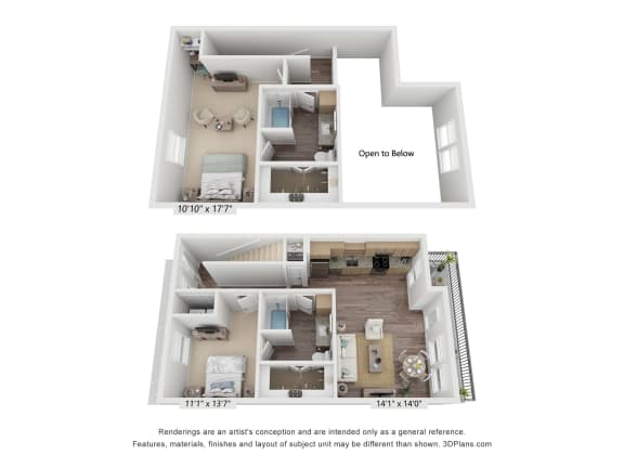 a floor plan of a 3 bedroom apartment