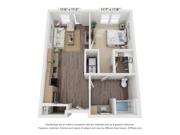 bedroom floor plan | village on the lakes apartments