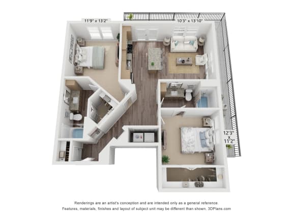 bedroom floor plan | the cortona | apartment homes in cortona, ca | brook