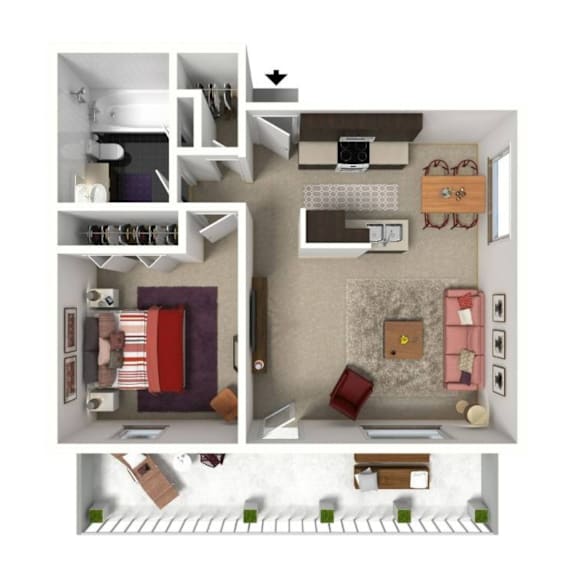 Floor Plan  A series of images showing different layouts of a small apartment.