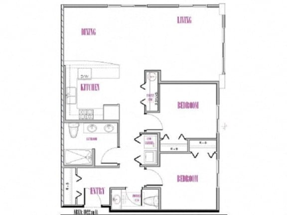 Adams, 2 br, 1.5 ba, 1022 sq. ft.