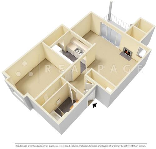 1 Bed - 1 Bath, 700 sq ft floor plan