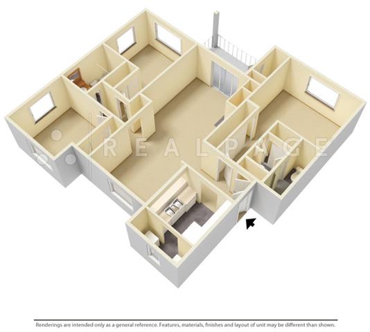 3 Bed - 2 Bath, 1147 sq ft floor plan