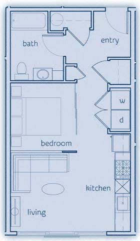 1 Bed, 1 Bath, 502 sq. ft. The Matia floor plan