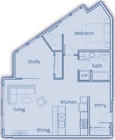 1 Bed, 1 Bath, 882 sq. ft. The San Juan floor plan