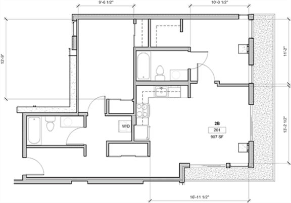 2 Bed - 2 Bath, 1071 sq ft, 2 bedroom A floor plan