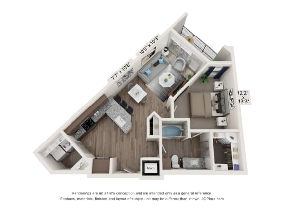 waters edge at mansfield a2 a2s floor plan 1 bed 1 bath