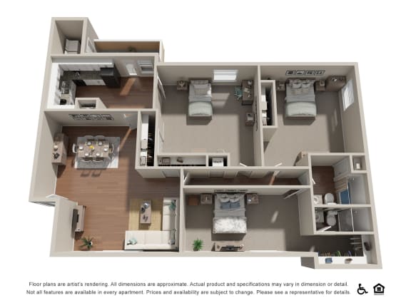 a 3d drawing of a floor plan with a bedroom and living room