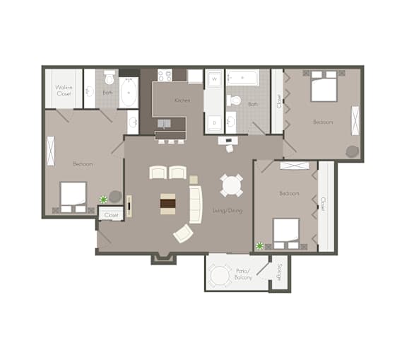 Woodside Village Apartments in Clarkston, GA photo of three bedroom floorplan