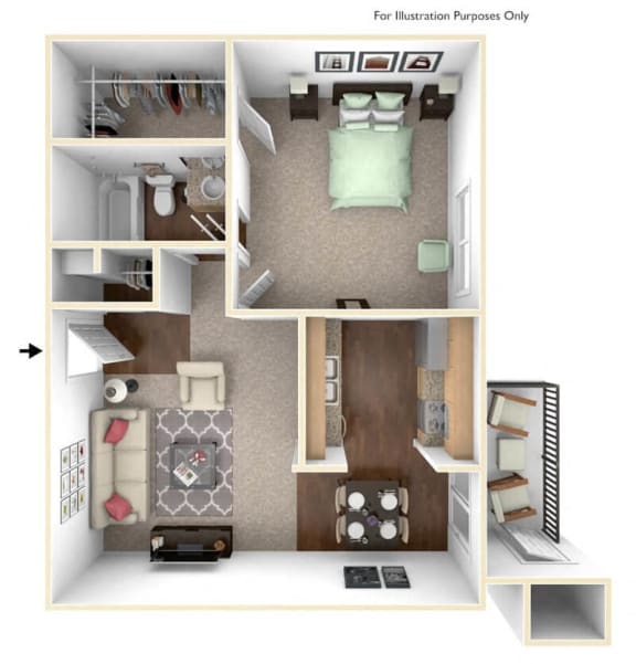 1 Bedroom Garden floor plan