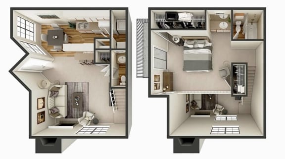 Floor Plan  1 bedroom townhome floor plan