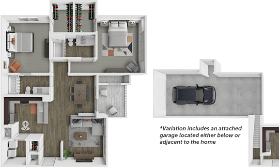 A floor plan of a house with a garage attached.