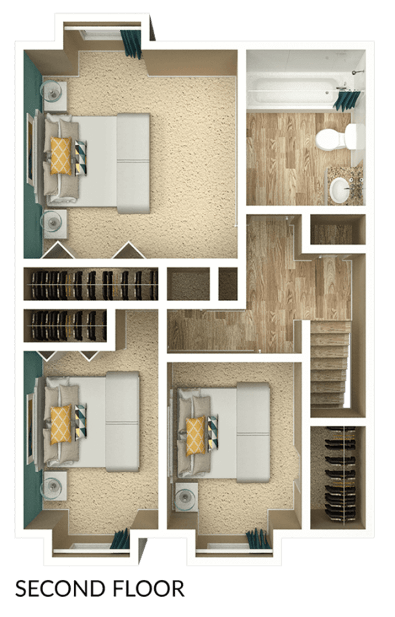 3 bedroom apartment townhome floor plan