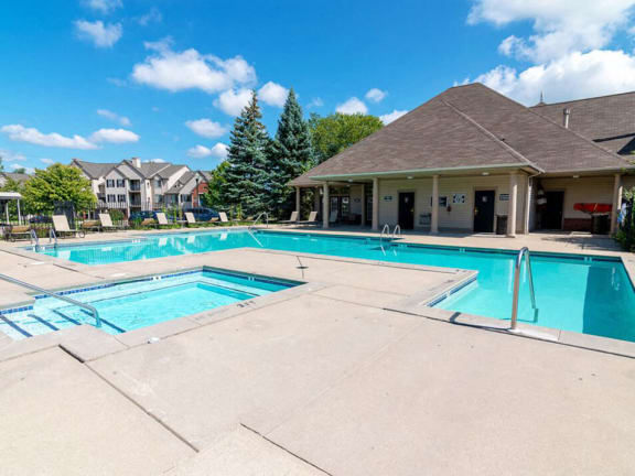 outdoor swimming pool at apartment complex
