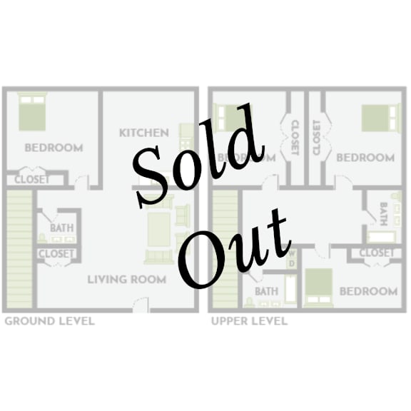 A floor plan of a house with the words "Sold Out" across the center.