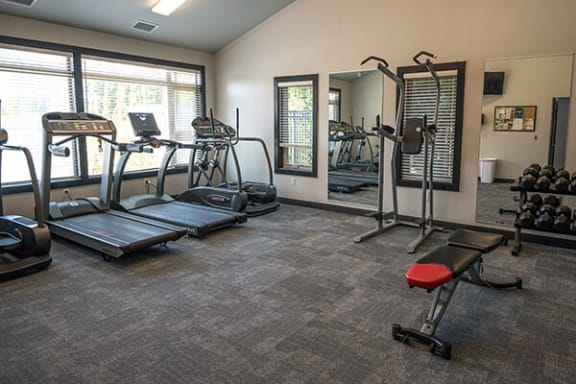 fitness center with cardio equipment at arcadia grove apartments