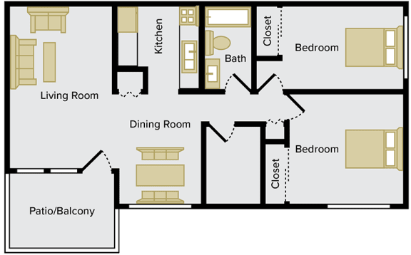 Floor Plan  2 Bedroom apartment with Storage