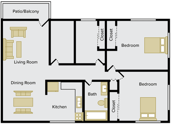 two bedroom apartment in Fairborn, Ohio
