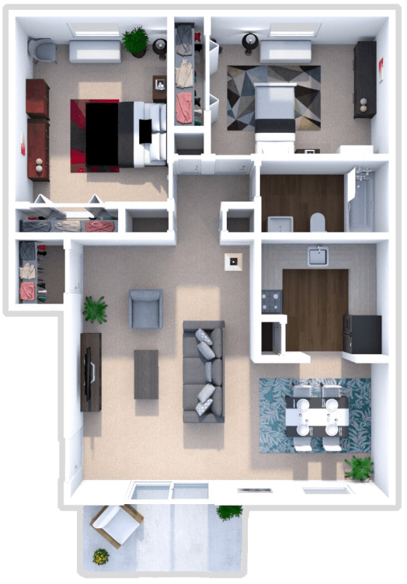 2 Bed 1 Bath St Charles Floor Plan at Addison Place
