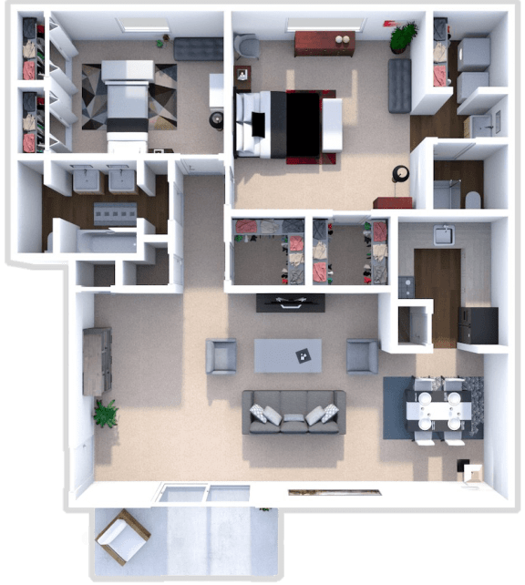 2 Bed 2 Bath Kensington Floor Plan at Addison Place