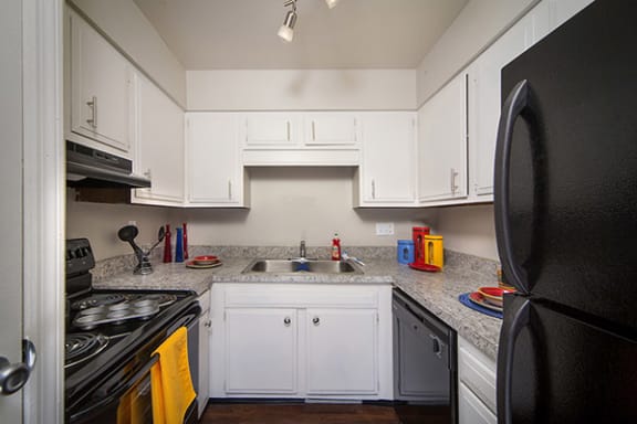 Kitchen with black appliances