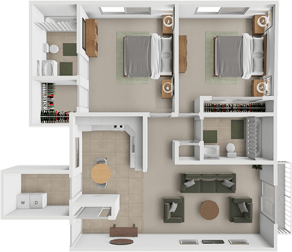 A 3D rendered image of a modern bathroom interior.