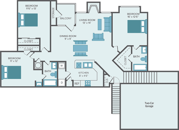 3 bedroom apartment floor plan