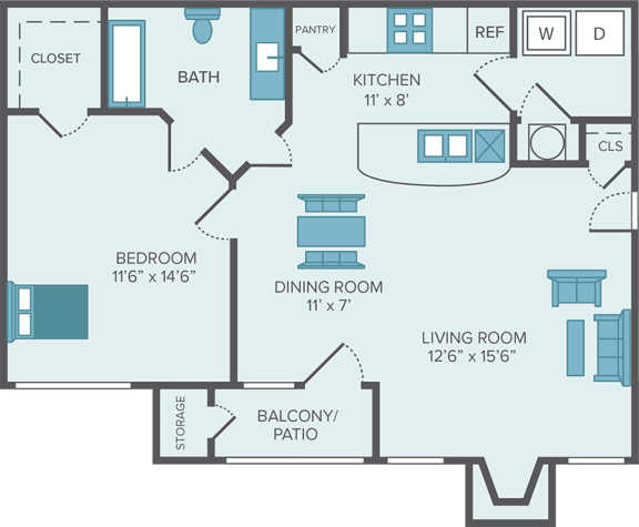 1 bedroom apartment floor plan