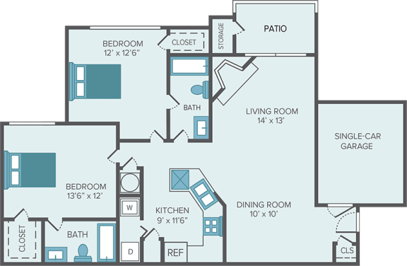 2 bedroom apartment floor plan