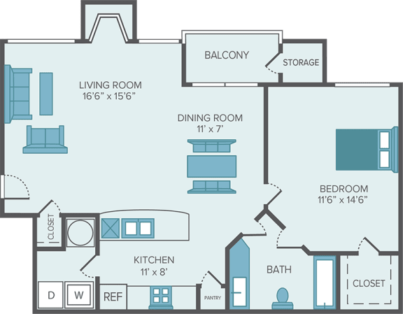 1 bedroom apartment floor plan