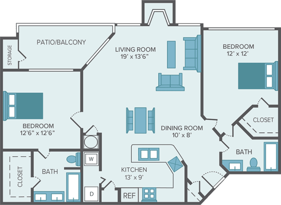 2 bedroom apartment floor plan