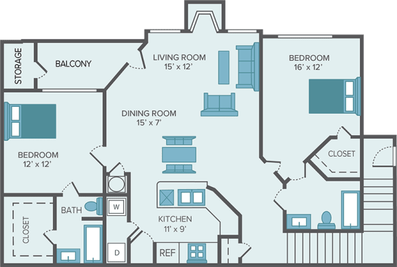 2 bedroom apartment floor plan