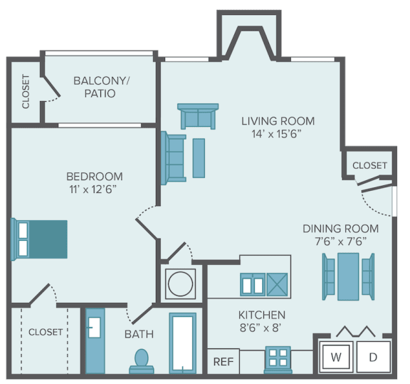 1 bedroom floor plan The Nolan