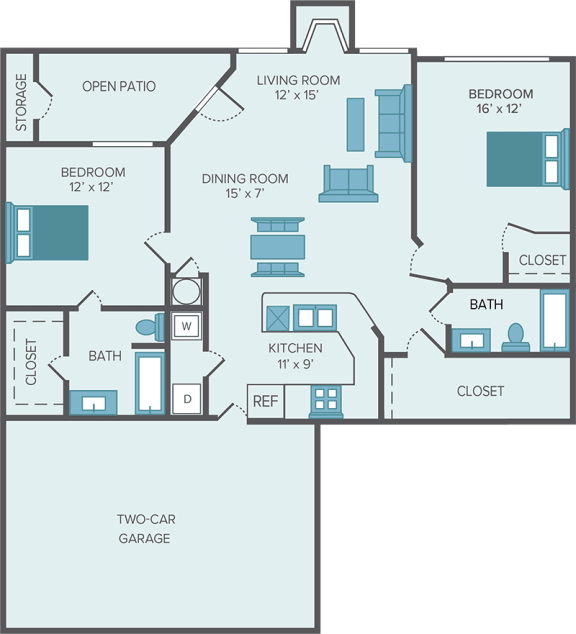 2 bedroom apartment floor plan