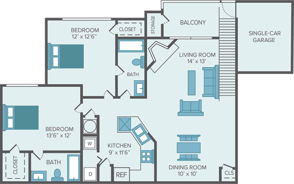 2 bedroom apartment floor plan