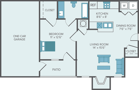 1 bedroom apartment floor plan